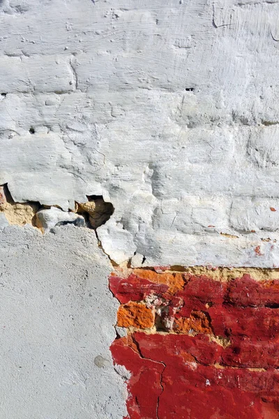 Dettaglio muro in mattoni, gesso e calcestruzzo — Foto Stock