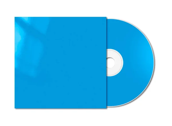 Kék Cd - Dvd makett sablon elszigetelt fehér — Stock Fotó