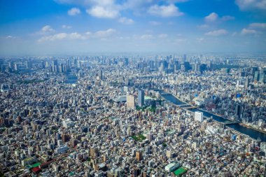 Tokyo şehir manzarası havadan görünümü, Japonya