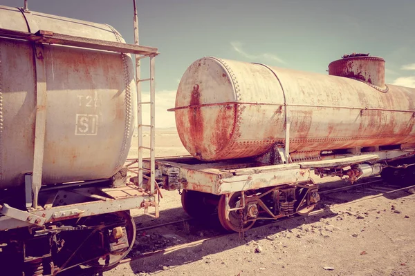 Old train station in Bolivia desert — Stock Photo, Image