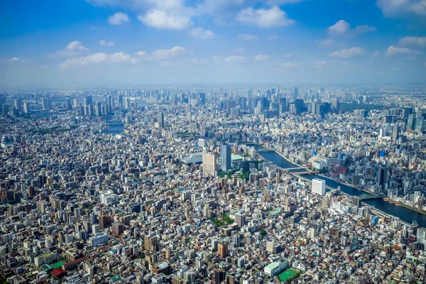 Tokyo şehir manzarası havadan görünümü, Japonya — Stok fotoğraf