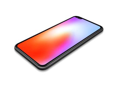Tüm ekran renkli akıllı telefon mockup beyaz izole. 3d rend