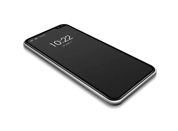 Μαύρη συσκευή smartphone σε όλη την οθόνη που απομονώνεται σε λευκό. απόδοση 3D — Φωτογραφία Αρχείου