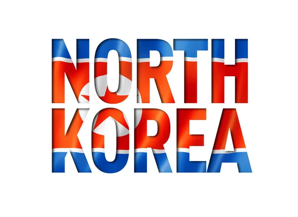 Textschrift der nordkoreanischen Flagge — Stockfoto