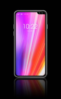 Tüm ekran renkli akıllı telefon mockup siyah izole. 3D rend