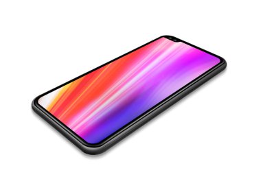 Tüm ekran renkli akıllı telefon mockup beyaz izole. 3d rend