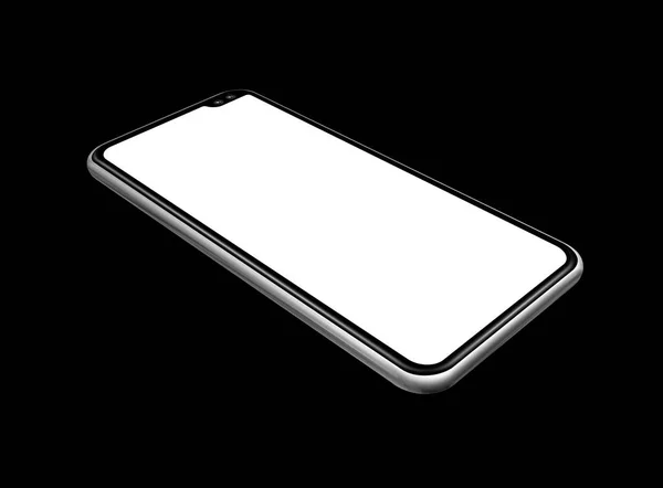 Весь экран пустой макет смартфона изолирован на черном. 3D рендеринг — стоковое фото