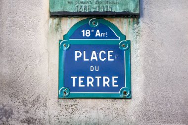Place du Tertre sokak tabelası, Paris, Fransa