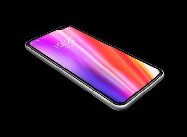 Tüm ekran renkli akıllı telefon mockup siyah izole. 3D rend