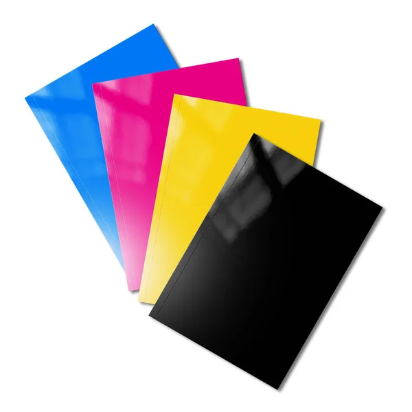 CMYK booklets set mockup on white background — Stock Photo, Image