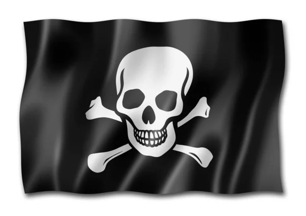 Bendera bajak laut, Jolly Roger terisolasi di atas putih — Stok Foto