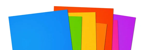 Colorido arco-íris em branco A4 folha de papel banner fundo — Fotografia de Stock