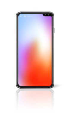 Tüm ekran renkli akıllı telefon mockup beyaz izole. 3d rend