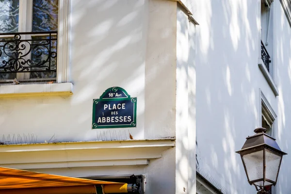 Place des äbtisses Straßenschild, Paris, Frankreich — Stockfoto