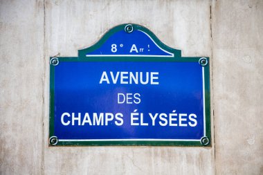 Champs des Elysees Caddesi tabelası, Paris, Fransa