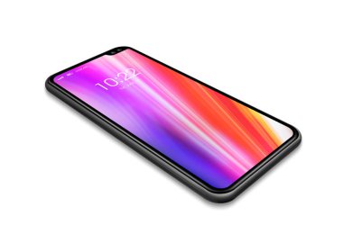Tüm ekran renkli akıllı telefon mockup beyaz izole. 3d rend