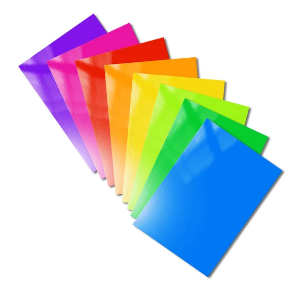 Multi-Color Booklets Bereich Mockup auf weißem Hintergrund — Stockfoto