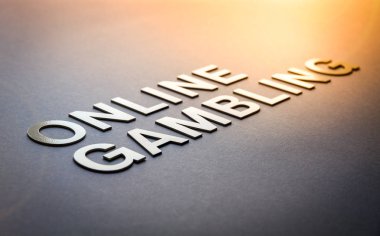 Word online gambling written with white solid letters