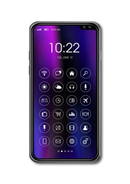 Beyazda simge olan tüm ekran akıllı telefonları izole edildi. 3d hazırlayıcı