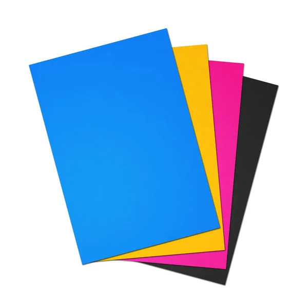 CMYK Blank A4 paper sheet set on white background — Stock Photo, Image