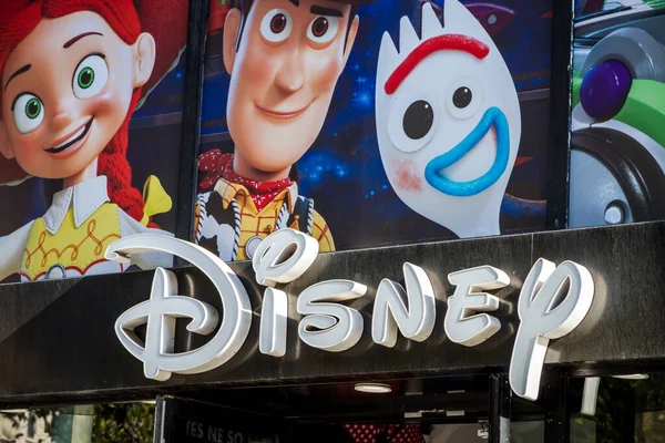 Paris - September 10, 2019 : The Disney store entrance sign on C — 스톡 사진