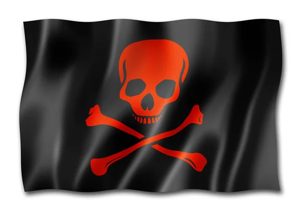 Bandera pirata, Jolly Roger aislado en blanco — Foto de Stock