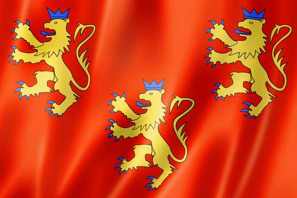 Dordogne County Vlag Frankrijk Zwaaiend Met Banner Collectie Illustratie — Stockfoto