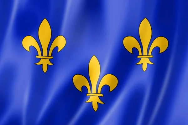 Ile France Region Vlag Frankrijk Zwaaiend Banner Collectie Illustratie — Stockfoto