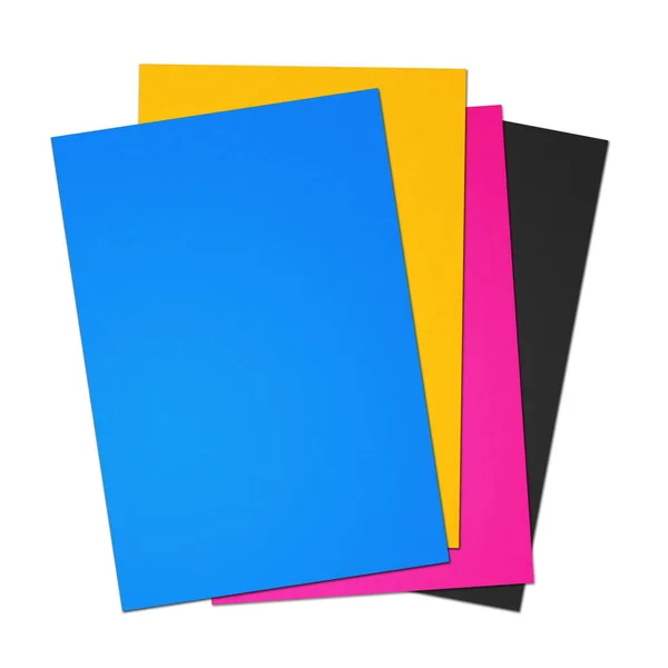 Cmyk Blank Paper Sheet Set Isolated White Background — Stock Photo, Image