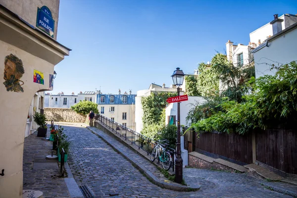 Paris Frankrike September 2019 Typisk Parisisk Gata Butte Montmartre — Stockfoto