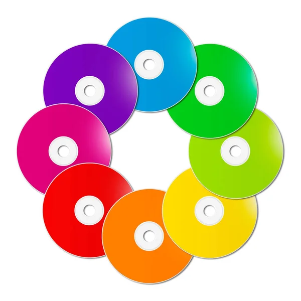 Colorful Rainbow Dvd Range Circle Shape Isolated White Background Illustration — Stock Photo, Image