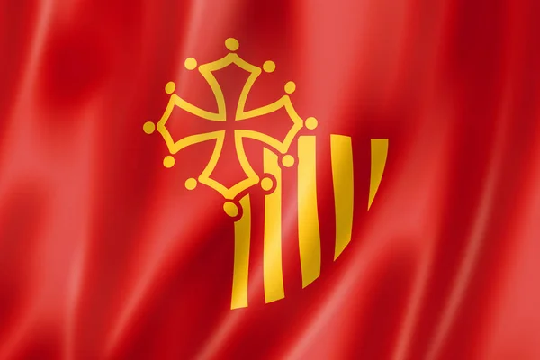 Languedoc Roussillon Region Flag Franciaország Zászlógyűjteménye Illusztráció — Stock Fotó