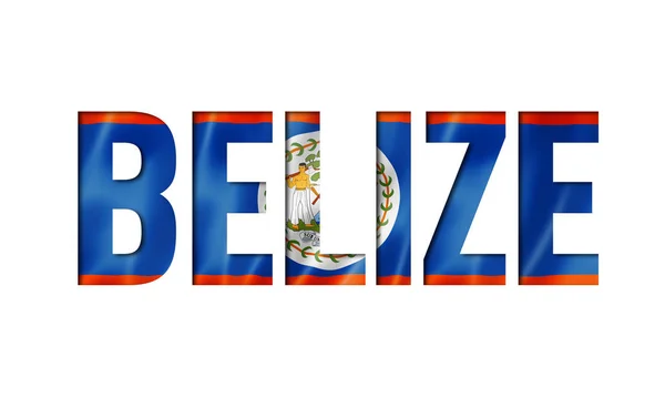 Belize Vlag Tekst Lettertype Nationale Symbool Achtergrond — Stockfoto