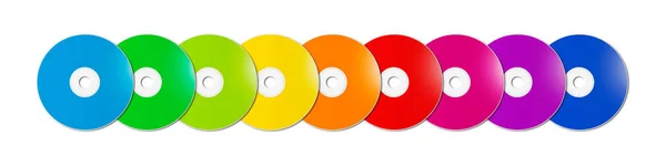 Arcobaleno Colorato Gamma Dvd Isolata Banner Sfondo Bianco Illustrazione Mockup — Foto Stock