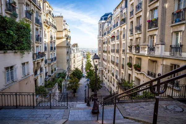 Paris France September 2019 Typische Pariser Treppenstraße Fuße Des Montmartre — Stockfoto