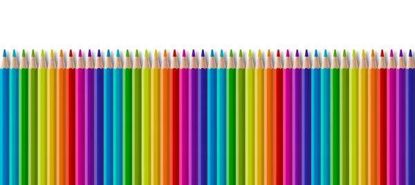 Beyaz Üzerine Izole Edilmiş Renkli Ahşap Kalem Koleksiyonu Panoramik Afiş — Stok fotoğraf