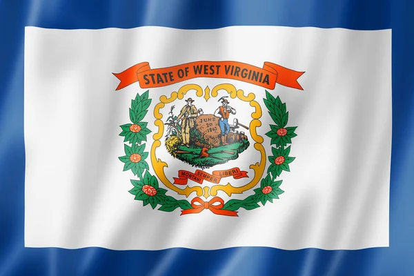 Σημαία Δυτικής Βιρτζίνια Ηνωμένες Πολιτείες Κυματίζουν Συλλογή Banner Απεικόνιση — Φωτογραφία Αρχείου