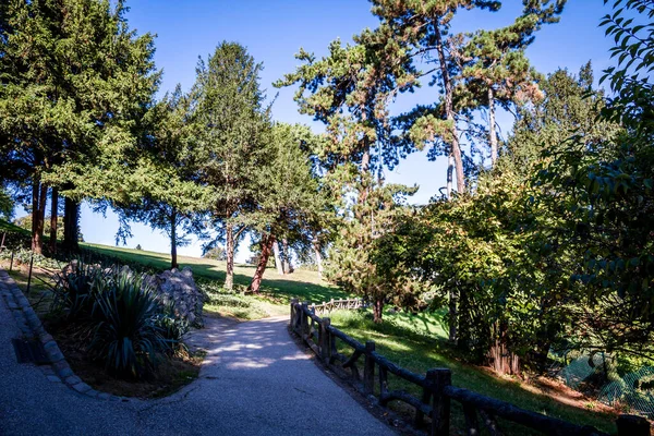 Buttes Chaumont Famoso Parque Verão Paris França — Fotografia de Stock