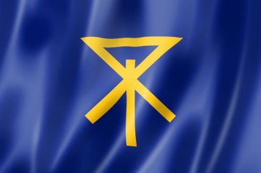 Osaka şehri Japonya 'da bayrak sallıyor. 3d illüstrasyon