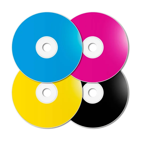 Cmyk Dvd Set Izolovaný Bílém Pozadí Maketa Ilustrace — Stock fotografie