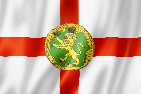 Σημαία Νησιού Alderney Ηνωμένο Βασίλειο Κυματίζει Συλλογή Banner Εικονογράφηση — Φωτογραφία Αρχείου