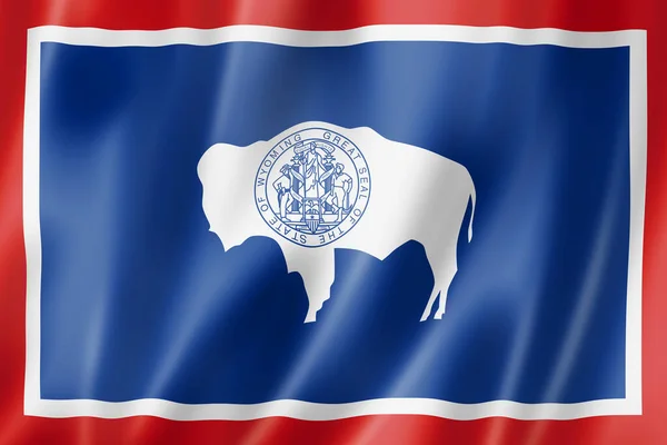 Wyoming Flag United States Waving Banner Collection Illustration — Stock Photo, Image