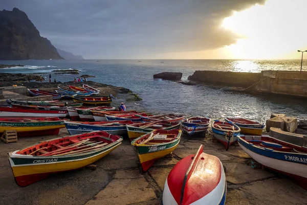 Ponta Sol Kapverdy Srpna 2018 Přístav Při Západu Slunce Ostrově — Stock fotografie