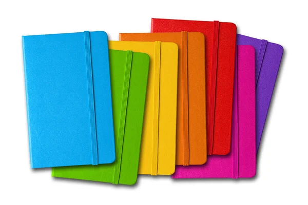 Mehrfarbige Geschlossene Notebooks Isoliert Auf Weiß — Stockfoto