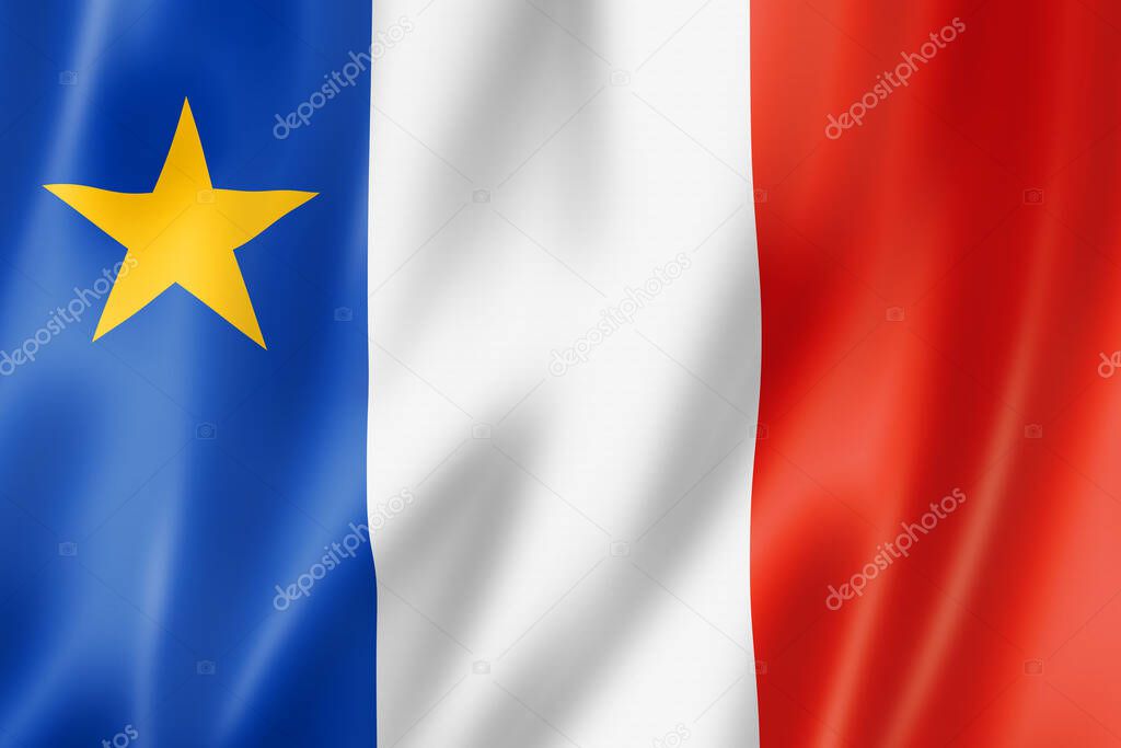 Acadians ethnic flag, America. 3D illustration