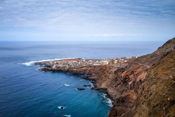 Vista Aérea Del Pueblo Ponta Sol Isla Santo Antao Cabo — Foto de Stock