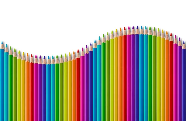 Set Color Wooden Pencil Wave Shape Isolated White Background — Stock Photo, Image