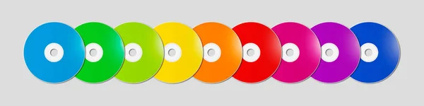 Arcobaleno Colorato Gamma Dvd Isolata Banner Sfondo Grigio Illustrazione Mockup — Foto Stock