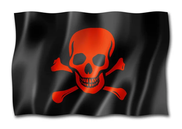 Bandera Pirata Jolly Roger Representación Tridimensional Aislada Blanco — Foto de Stock