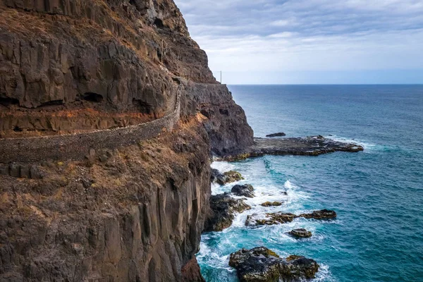 Cliffs and ocean view from coastal path in Santo Antao island, Cape Verde, Africa